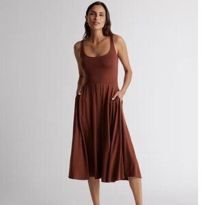 Quince Tencel Jersey Fit & Flare Dress - Brown